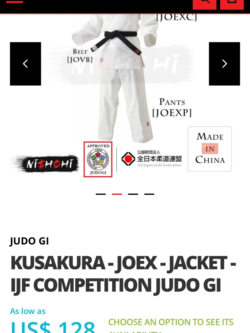 Mizuno White Judo Gi Jacket with Label